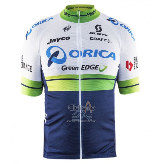 Orica Verdeedge Ropa Ciclismo Culotte Corto 2016 Mangas Cortas Blanco y Azul